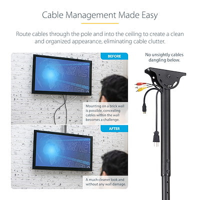 StarTech - TV Mount Ceiling For 32 to 75 Displays 1.8" to 3" Short Pole Full Motion - Silver (Fpceilptbsp)-Discontinued