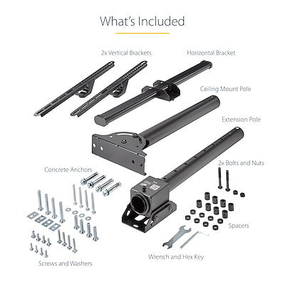 StarTech - TV Mount Ceiling For 32 to 75 Displays 1.8" to 3" Short Pole Full Motion - Silver (Fpceilptbsp)-Discontinued