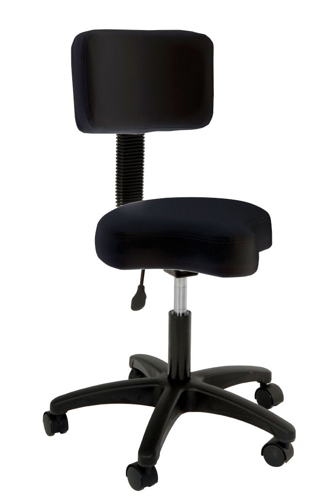 Futura - Black Deluxe Ergo Stool With Backrest Furniture