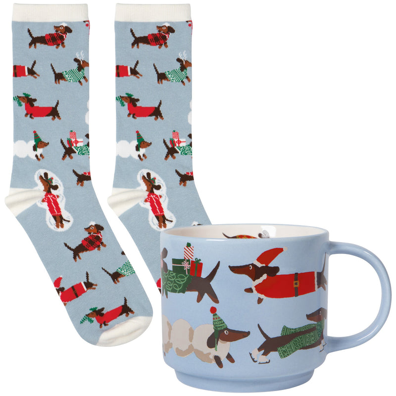 Danica Jubilee - Dashing Dachshunds Christmas Mug and Socks Set