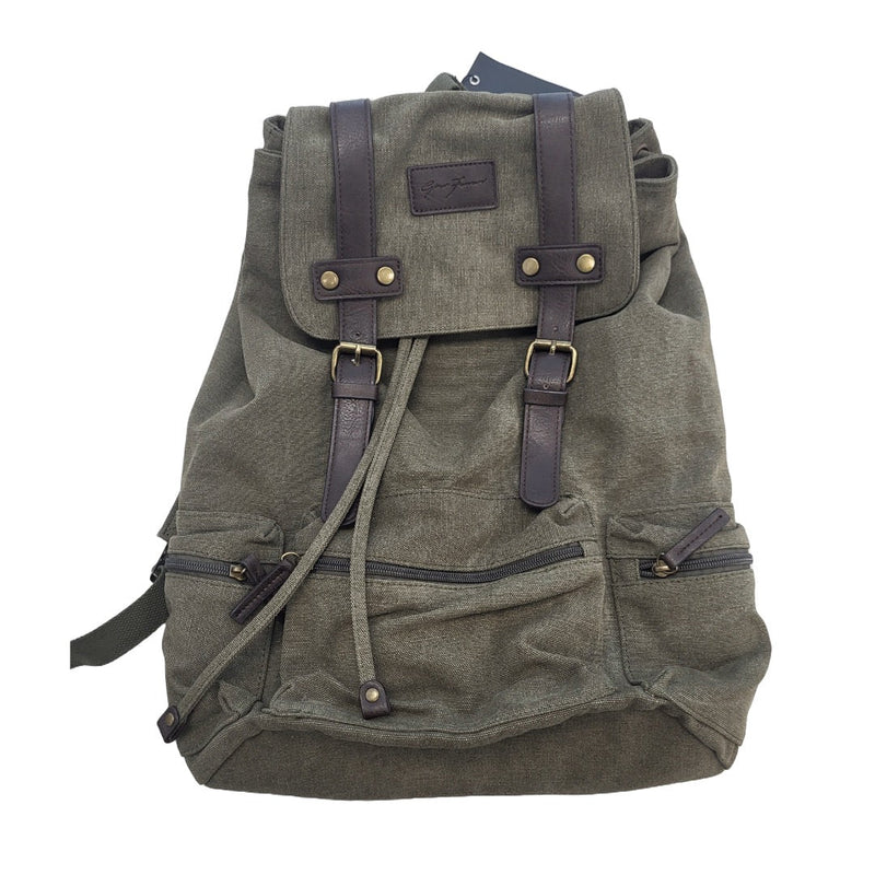 Gino Ferrari - Backpack 17In Boreal Durable High Quality Canvas - Olive Green Luggage & Bags