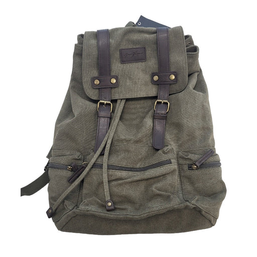 Gino Ferrari - Backpack 17In Boreal Durable High Quality Canvas - Olive Green Luggage & Bags