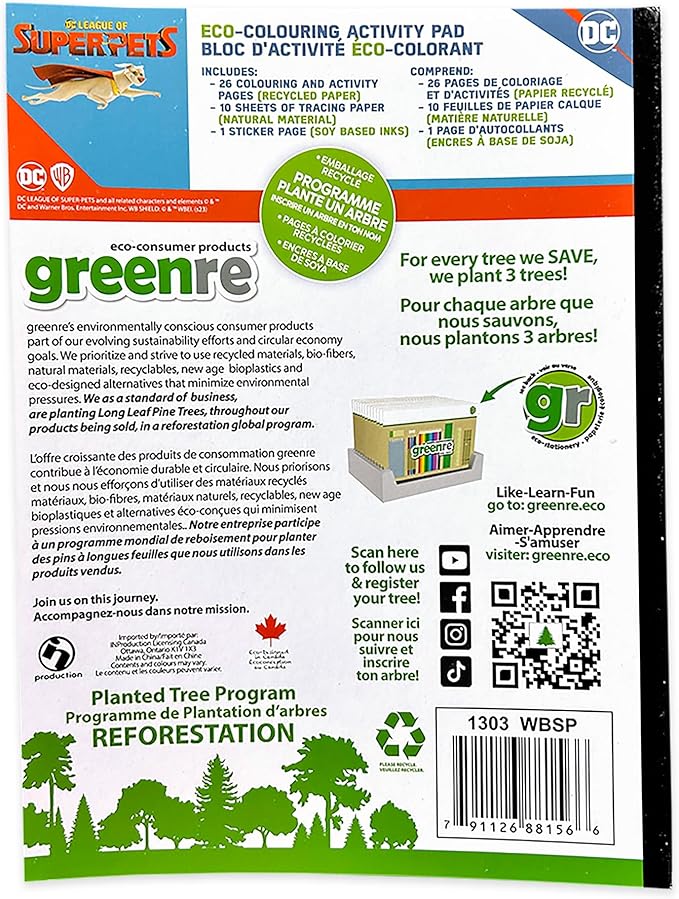 Greenre - D.C. - ECO COLORING PAD 10.75"x8.27" 36 PAGES Games & Toys