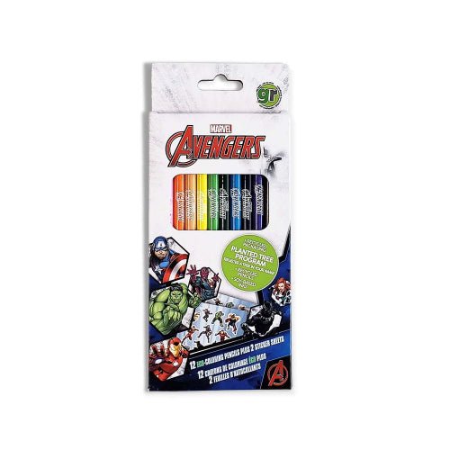 Greenre - MARVEL AVENGERS - 12 COLORING PENCILS w/ BONUS STICKERS Games & Toys