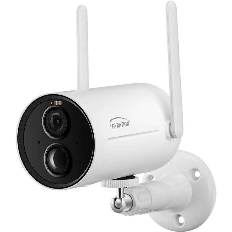 Gyration - Smart Home Outdoor/Indoor Wifi Camera 3MP Cyberview 3010 IP65 Waterproof Solar Powered Built in Mic Motion Detection Starlight Technology - White