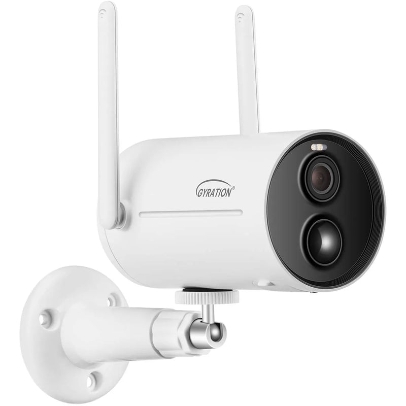 Gyration - Smart Home Outdoor/Indoor Wifi Camera 3MP Cyberview 3010 IP65 Waterproof Solar Powered Built in Mic Motion Detection Starlight Technology - White