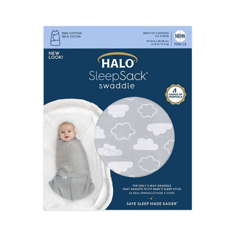 HALO - 100% Cotton Sleepsack Swaddle Mother & Baby S Grey Clouds