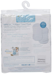 HALO - Bassinest Fitted Sheet - Cotton Furniture Grey Leaf 100% Cotton Muslin