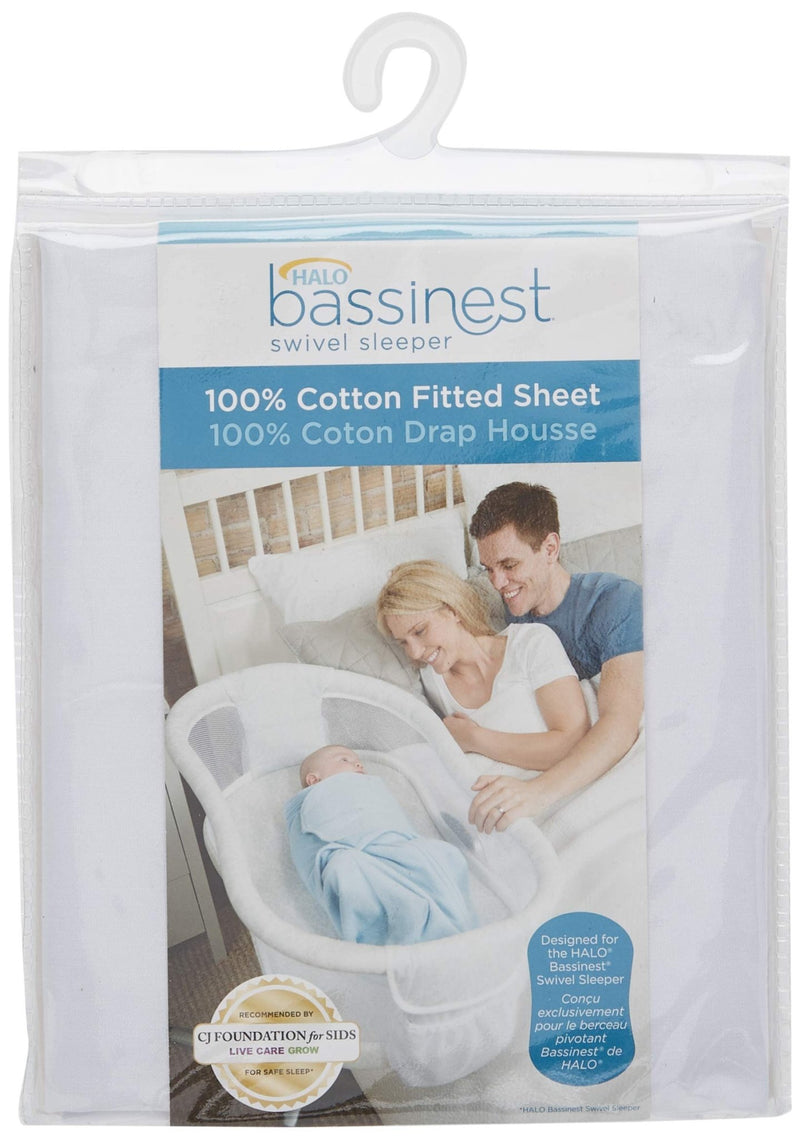 HALO - Bassinest Fitted Sheet - Cotton Furniture White 100% Cotton