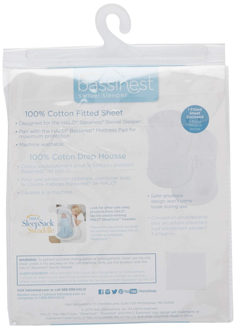 HALO - Bassinest Fitted Sheet - Cotton Furniture White 100% Cotton