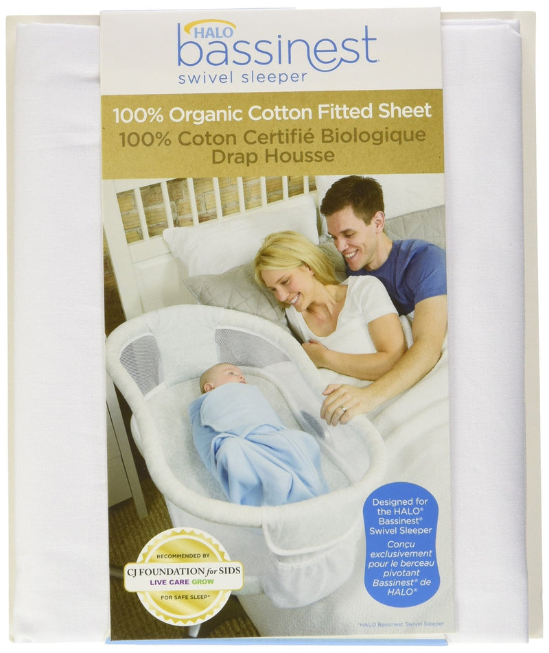 HALO - Bassinest Fitted Sheet - Cotton Furniture White 100% Organic Cotton