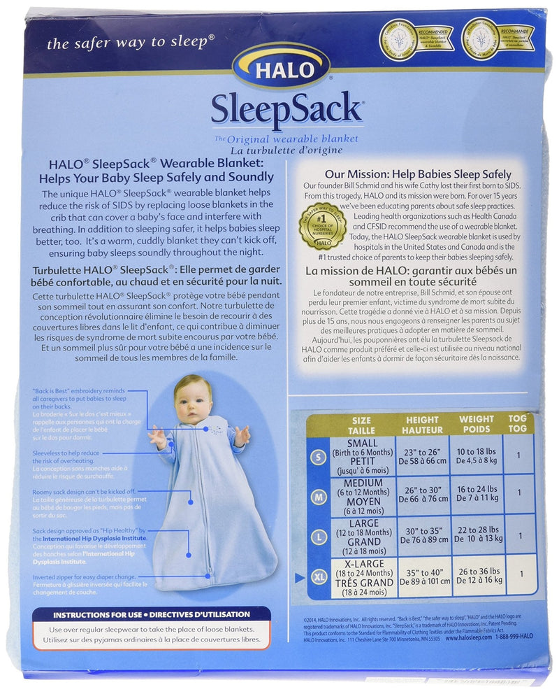 HALO - Micro Fleece Sleepsack Wearable Blanket (1.0 TOG) Mother & Baby Baby Blue X - Large