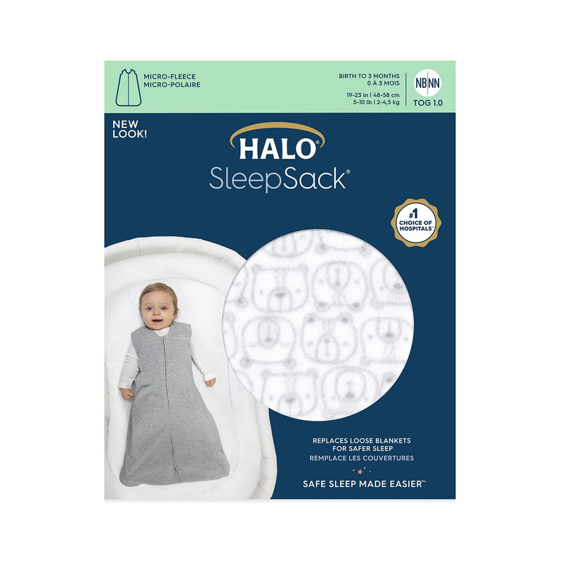 HALO - Micro Fleece Sleepsack Wearable Blanket (1.0 TOG) Mother & Baby Bear Faces Medium