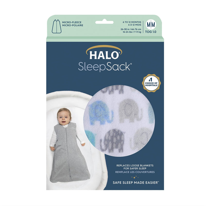 HALO - Micro Fleece Sleepsack Wearable Blanket (1.0 TOG) Mother & Baby Elephant Texture Large