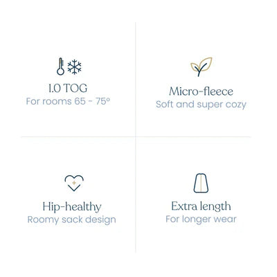 HALO - Micro Fleece Sleepsack Wearable Blanket (1.0 TOG) | Grey - Neutral - ELarge