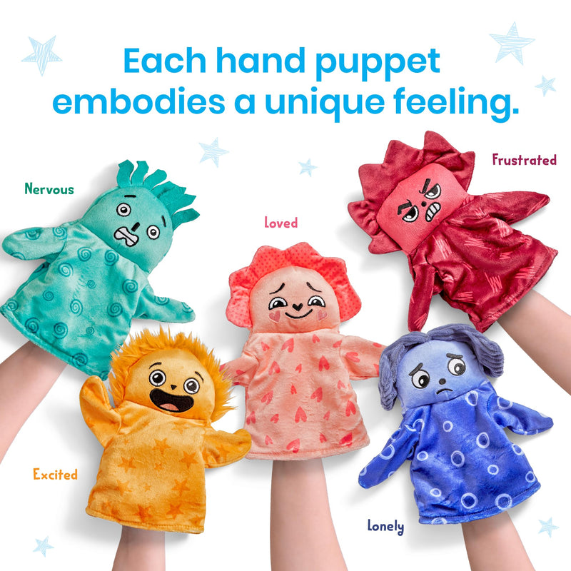 Hand 2 Mind - FEELINGS FAMILY HAND PUPPETS: LOVED, EXCITED, NERVOUS, LONELY & FRUSTRATED
