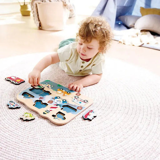 Hape - EMERGENCY VEHICLES PEG PUZZLE Toys & Games