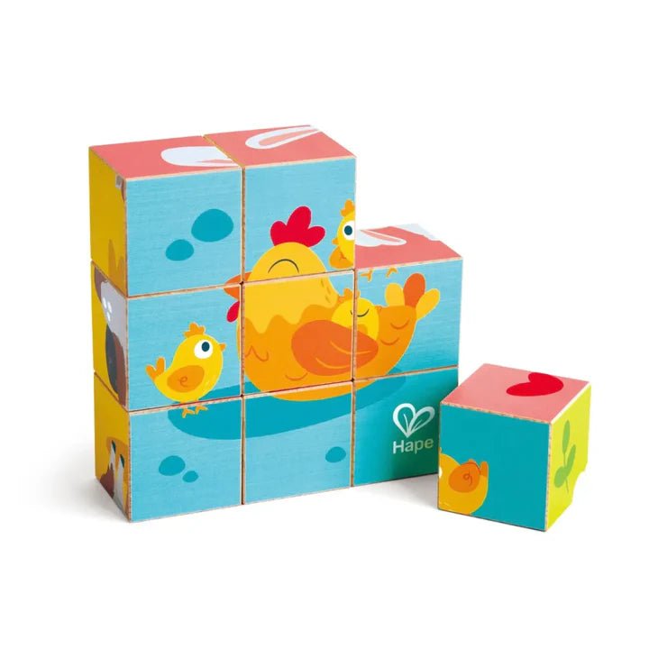 Hape - FARM WOODEN BLOCKS PUZZLE Toys & Games