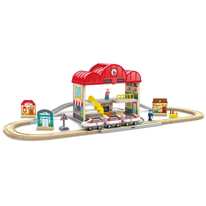 Hape - PORTABLE TRAIN STATION SET Games & Toys