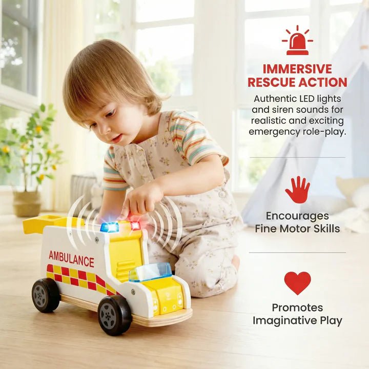 Hape - RAPID RESPONSE TOY AMBULANCE Toys & Games