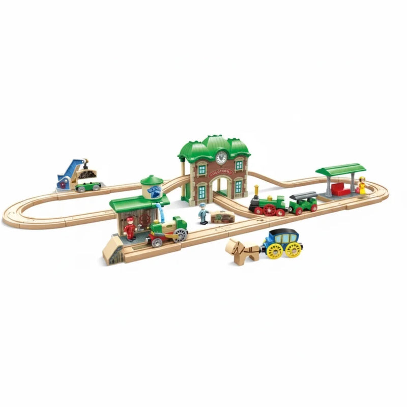 Hape - WOODEN RETRO TRAIN & STATION SET