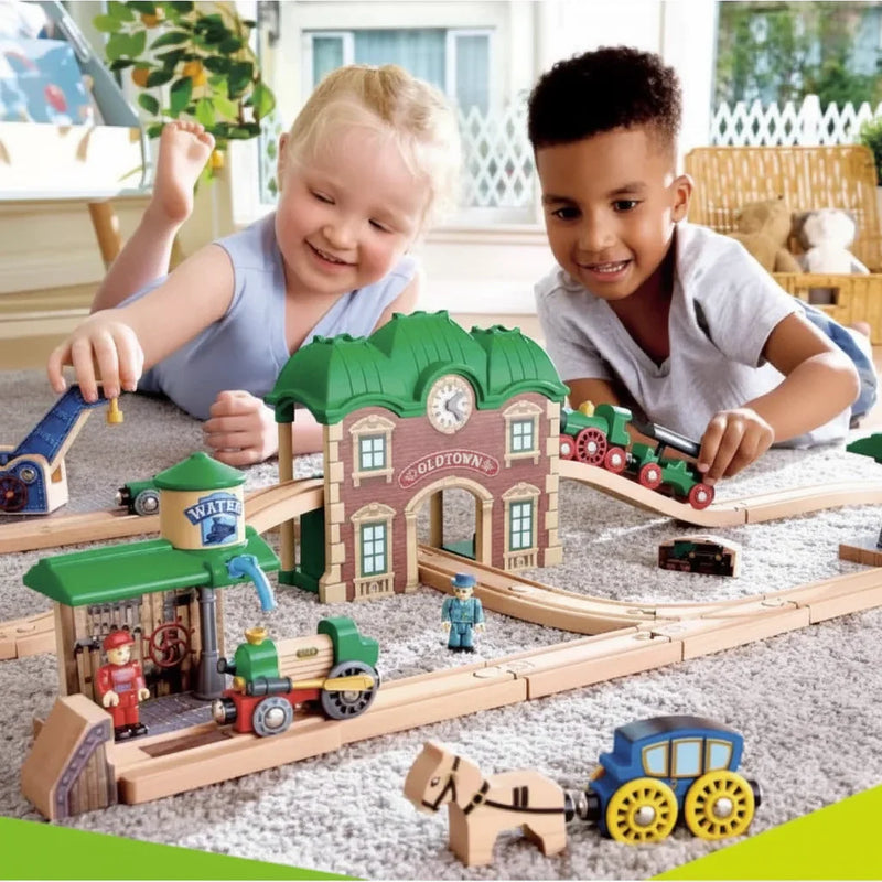 Hape - WOODEN RETRO TRAIN & STATION SET
