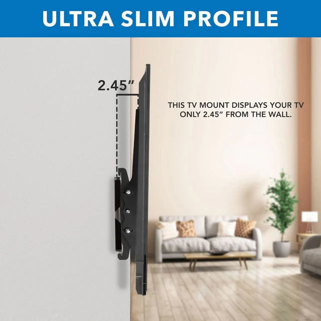 Mount-IT - TV Mount Heavy Duty Super Strength Up to 80 In up to 175 lbs Tilt Integrated Level High Strength Steel Openings for Cable Management - Black