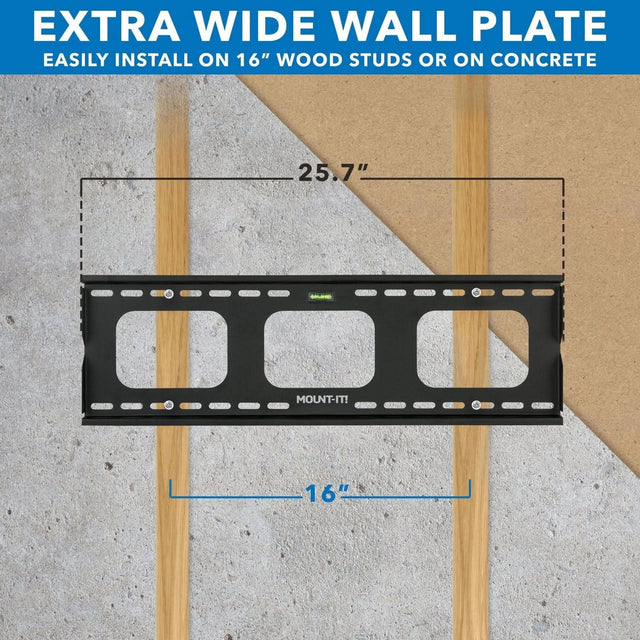 Mount-IT - TV Mount Heavy Duty Super Strength Up to 80 In up to 175 lbs Tilt Integrated Level High Strength Steel Openings for Cable Management - Black
