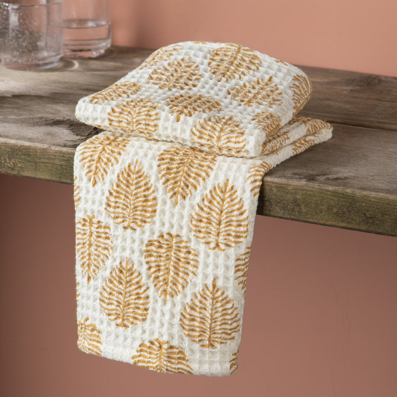 Heirloom - Arbor Block Print Waffle Dishtowel Home & Kitchen