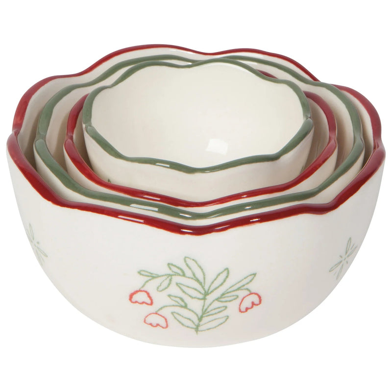 Heirloom - Camellia Stoneware Nesting Bowls Set of 4 Assorted Home & Kitchen