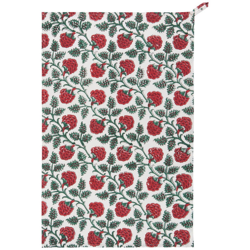 Heirloom - Carnation Block Print Dishtowel Home & Kitchen
