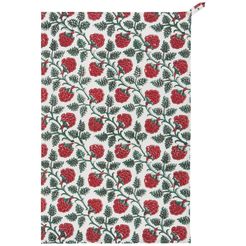 Heirloom - Carnation Block Print Dishtowel