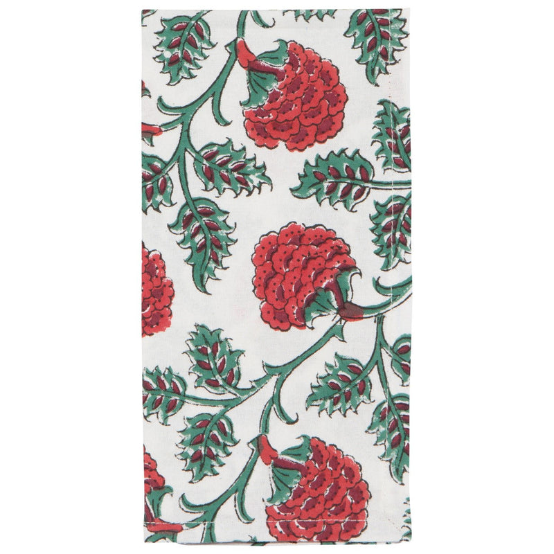 Heirloom - Carnation Block Print Napkins Set of 4 Home & Kitchen