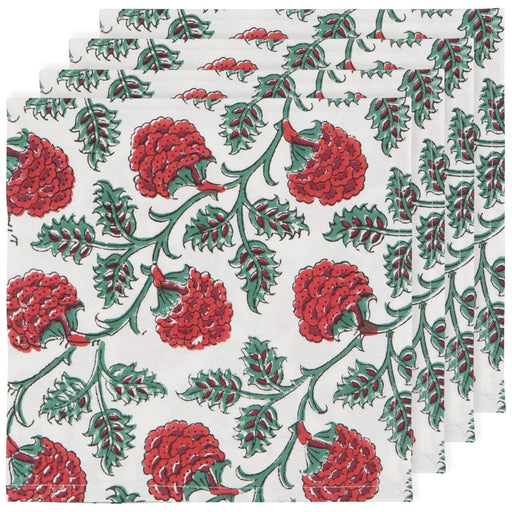 Heirloom - Carnation Block Print Napkins Set of 4 Home & Kitchen