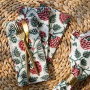 Heirloom - Carnation Block Print Napkins Set of 4 Home & Kitchen
