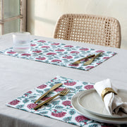 Heirloom - Carnation Block Print Placemats Set of 4 Home & Kitchen