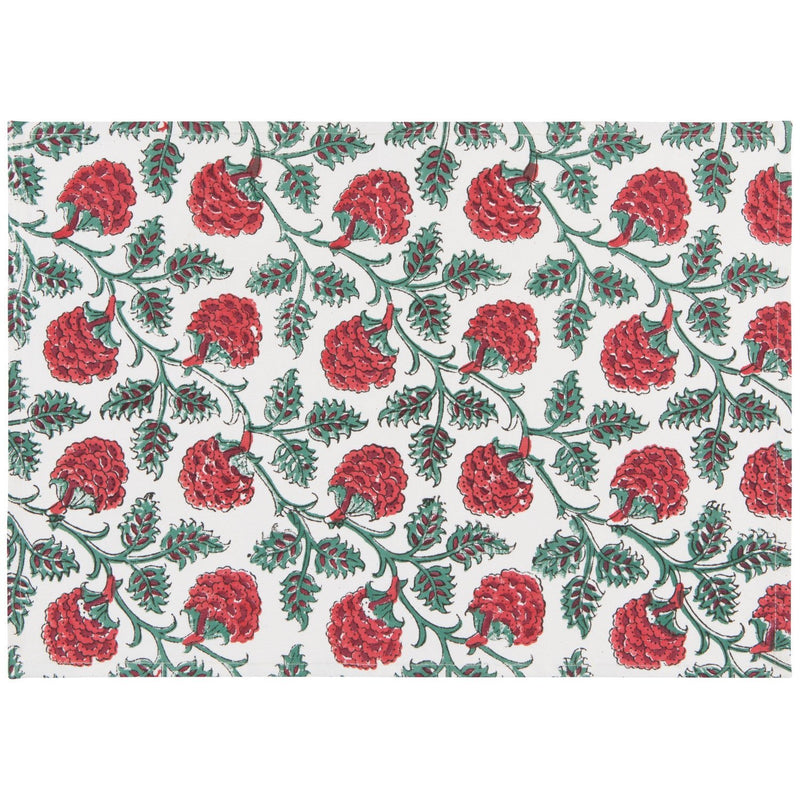 Heirloom - Carnation Block Print Placemats Set of 4 Home & Kitchen