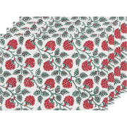 Heirloom - Carnation Block Print Placemats Set of 4 Home & Kitchen