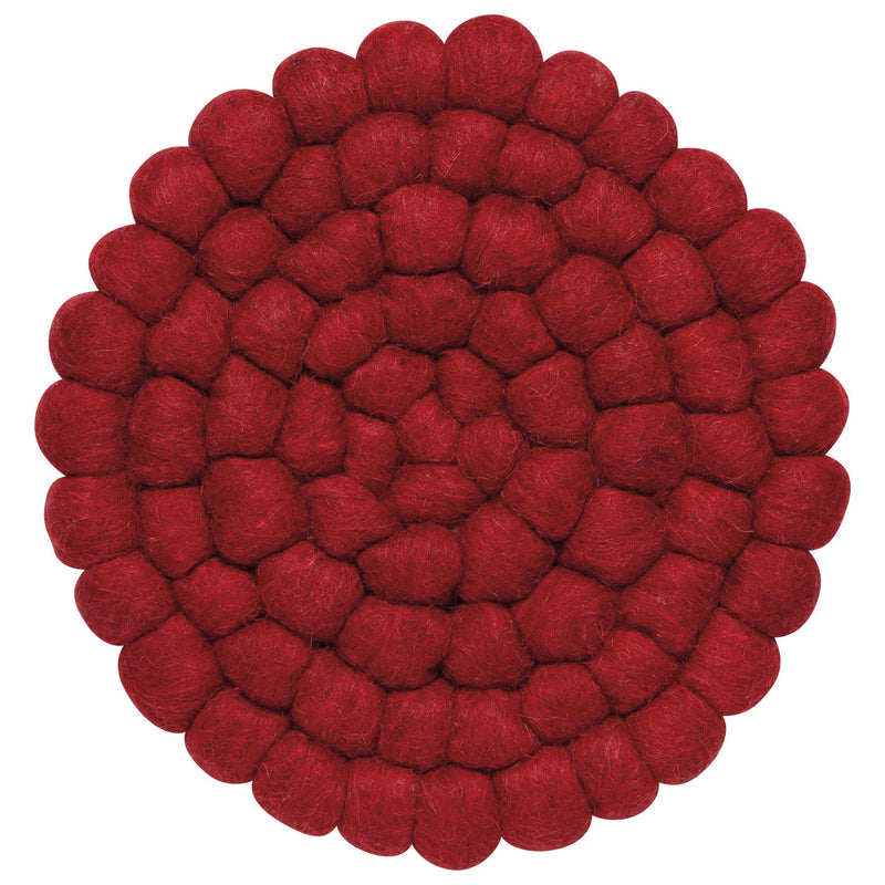 Heirloom - Chili Red Wool Felt Ball Trivet Home & Kitchen