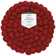 Heirloom - Chili Red Wool Felt Ball Trivet Home & Kitchen