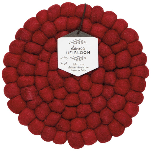 Heirloom - Chili Red Wool Felt Ball Trivet Home & Kitchen