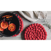 Heirloom - Chili Red Wool Felt Ball Trivet Home & Kitchen
