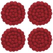 Heirloom - Chili Wool Felt Ball Coasters Set of 4 Home & Kitchen