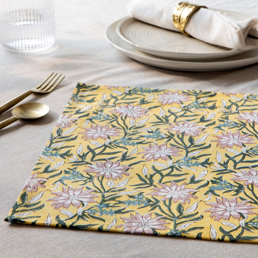 Heirloom - Clematis Block Print Placemats Set of 4 Home & Kitchen