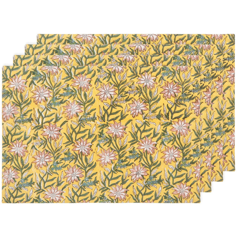 Heirloom - Clematis Block Print Placemats Set of 4 Home & Kitchen