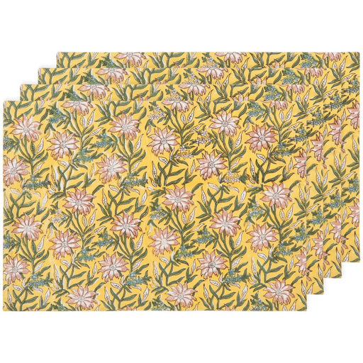 Heirloom - Clematis Block Print Placemats Set of 4 Home & Kitchen