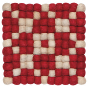 Heirloom - Cranberry Wool Felt Ball Trivet Home & Kitchen