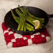 Heirloom - Cranberry Wool Felt Ball Trivet Home & Kitchen