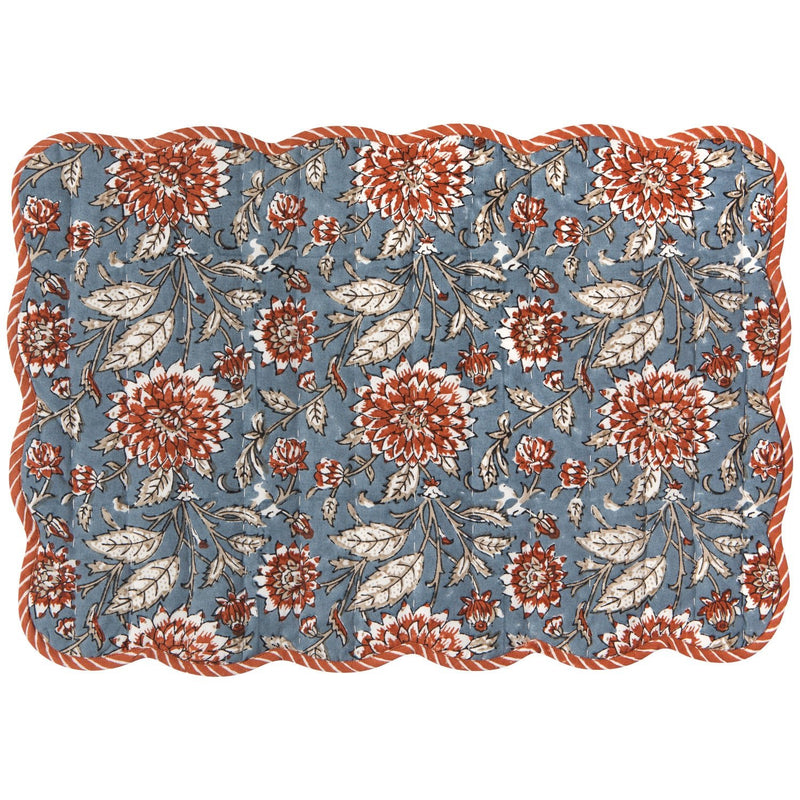 Heirloom - Dahlia Block Print Kantha Placemat Home & Kitchen