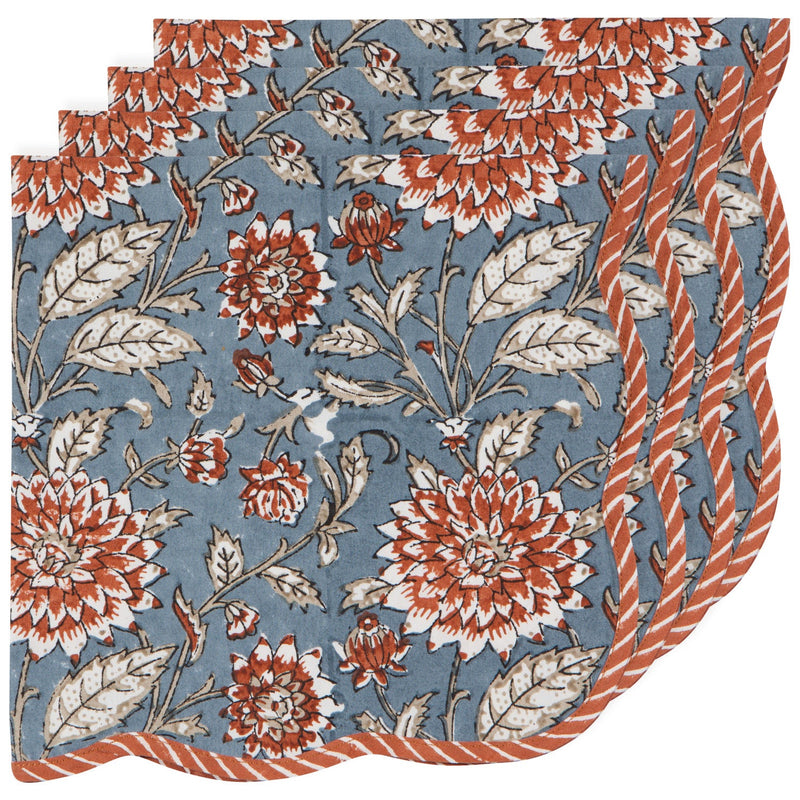 Heirloom - Dahlia Block Print Napkins Set of 4 Home & Kitchen
